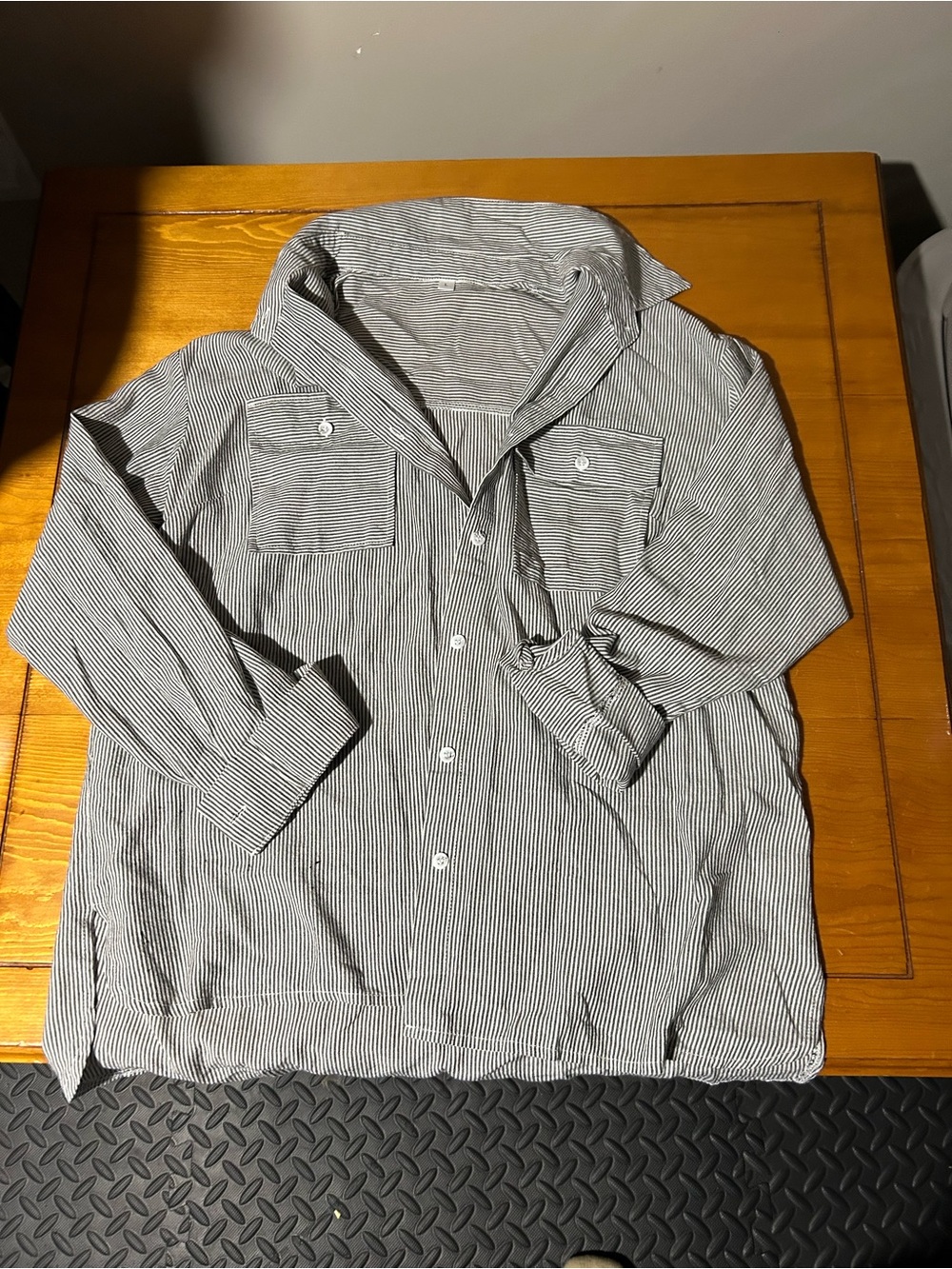 Striped Button Front Women’s Shirt  White & Black